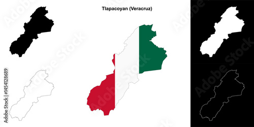 Tlapacoyan municipality (Veracruz) outline map set