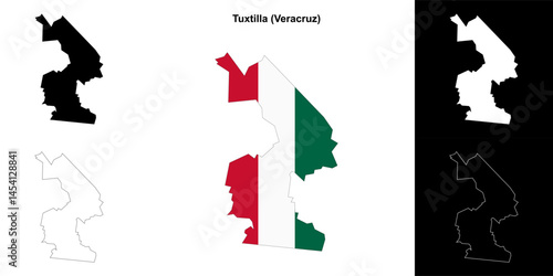 Tuxtilla municipality (Veracruz) outline map set