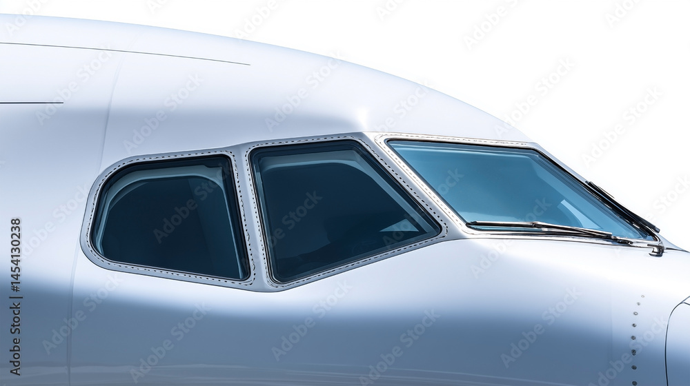 Fototapeta premium The cockpit of a plane is shown with the windows open