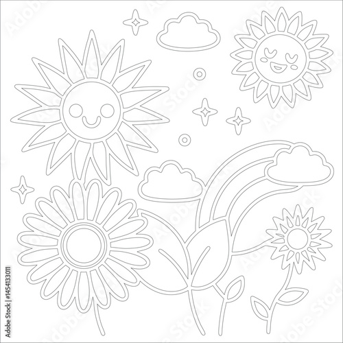 Cute Hand Drawn Kawaii Coloring Book Art