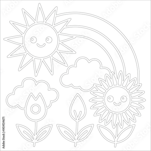 Cute Hand Drawn Kawaii Coloring Book Art