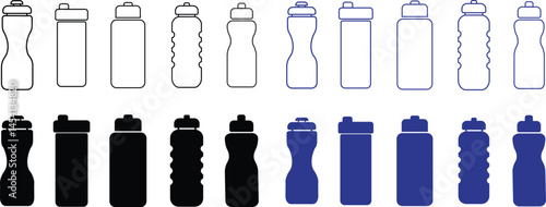 set of Plastic bottles for water icons in flat and line styles can be used for Summer and Holidays. bottle Vectors illustration collection for web and advertising