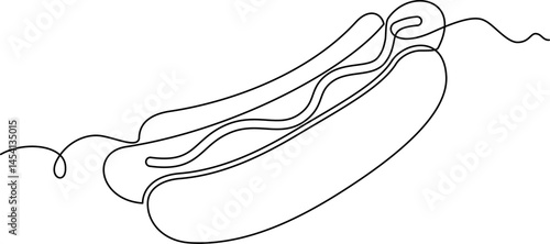 one line art Hotdog vector illustration. line art, one continuous line, simple, hand drawn and sketch style. for icons, symbols, signs or logos. PNG