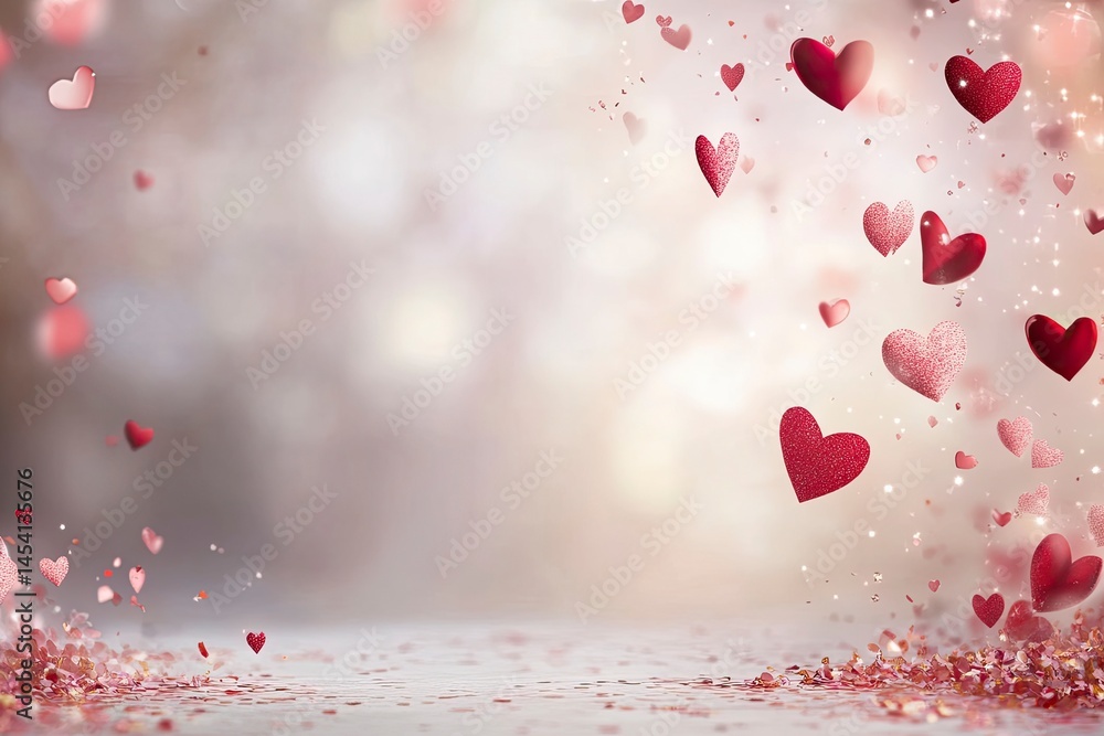 Obraz premium Heart Confetti Falling on Floor