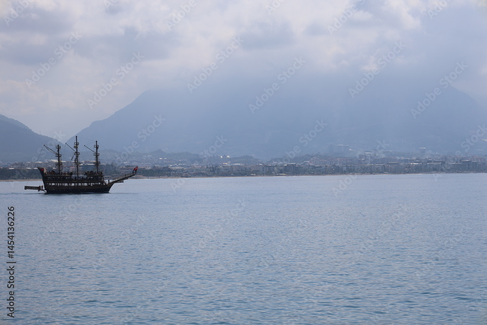 Old sailing ship. High quality photo Old sailing ship. High quality photo