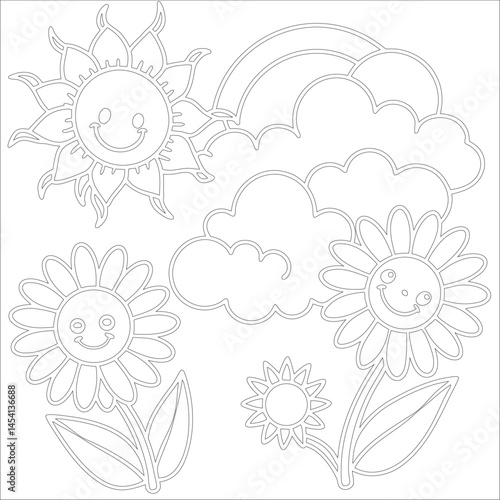 Cute Hand Drawn Kawaii Coloring Book Art