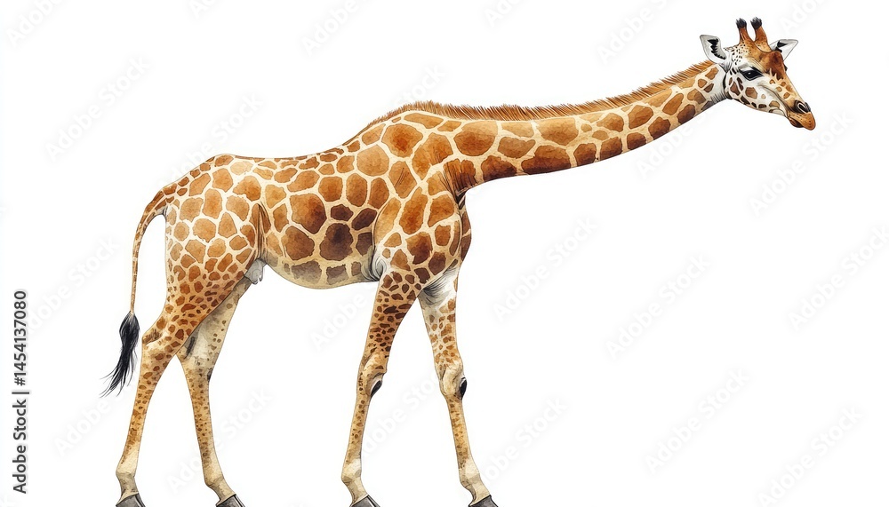 Naklejka premium Giraffe in profile, walking gracefully