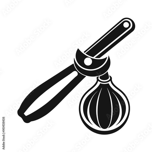vector illustration of a garlic press  kitchen whisk
