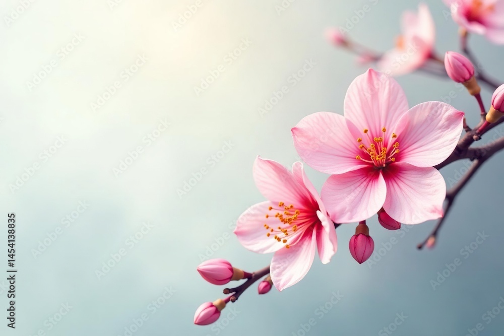 Obraz premium Subtle watercolor-style blossoms, soft color palette , muted, romantic, print