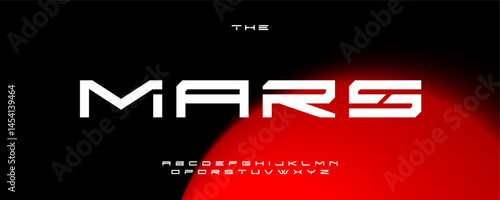 Futuristic space alphabet, angular sci-fi letters, bold tech font for space-age branding, digital headline, interstellar typography, galactic typographic design. Vector typeset.