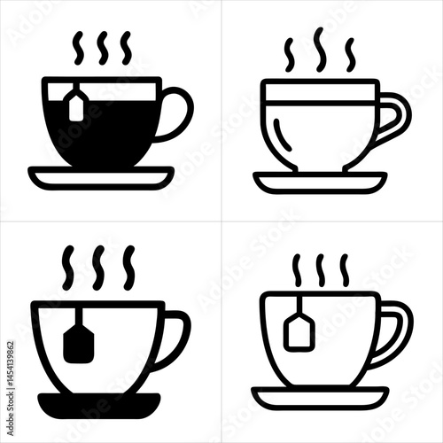 cup tea icon set
