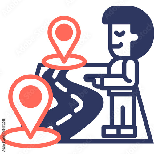 Distance mixed color icon