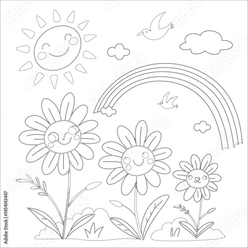 Cute Hand Drawn Kawaii Coloring Book Art