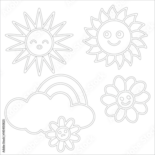 Cute Hand Drawn Kawaii Coloring Book Art