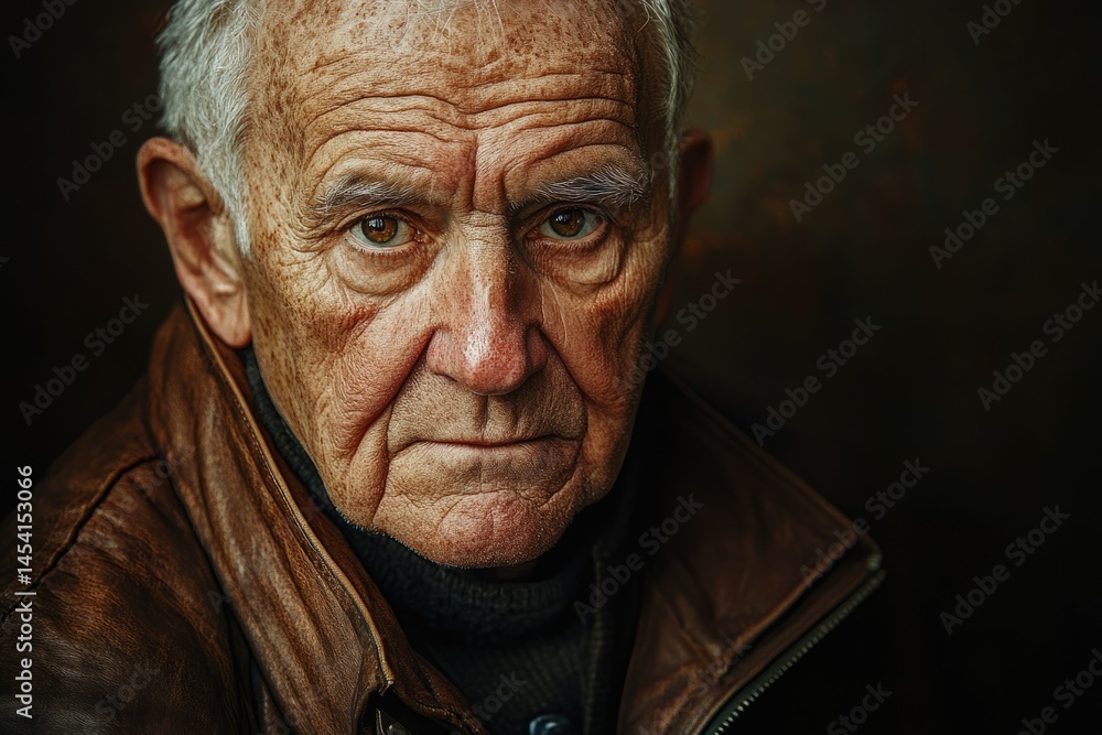 A close-up portrait of an elderly man with weathered skin and intense gaze, conveying age and experience. A close-up portrait of an elderly man with weathered skin and intense gaze, conveying age and experience.