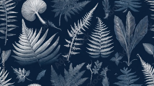 Intricate fern and leaf pattern on dark background