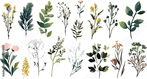 Whimsical floral clipart in watercolor style. Great for planners, printable art, fabric design, and creative branding. Pastel hues and soft brush textures included.