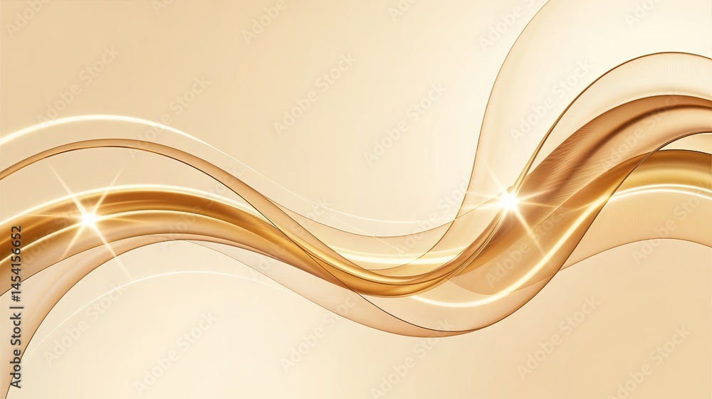 Fototapeta premium Golden Liquid Waves on a Beige Background