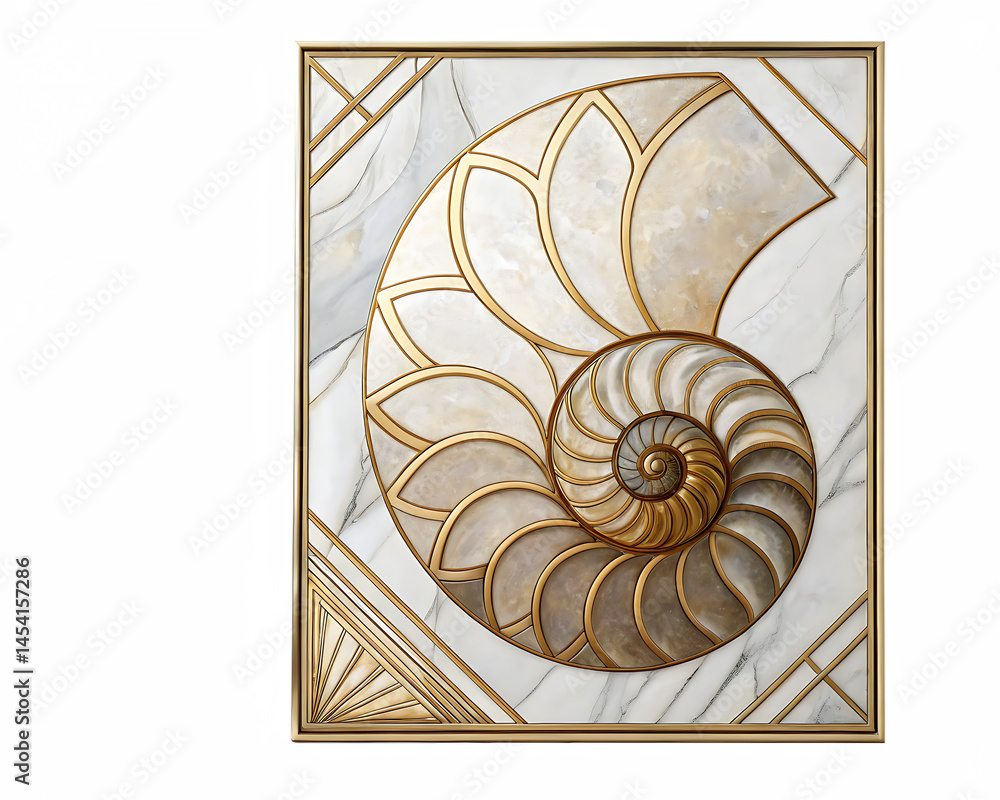 Obraz premium Sea shell abstract oil painting poster living room idea decoration, seashell fossil concept art deco By Adamantium Stock PNG File AI Creation 