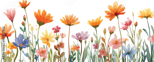 Flower and grass flat icon set isolated on white. Beautiful romantic flower collection with roses, leaves