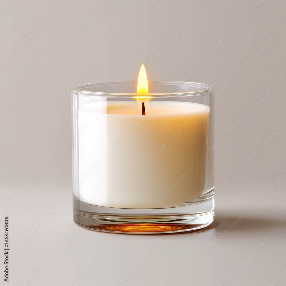 Candle in glass holder with flame Candle in glass holder with flame