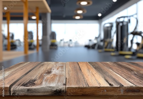 Wallpaper Mural Empty wooden table with gym background. Torontodigital.ca