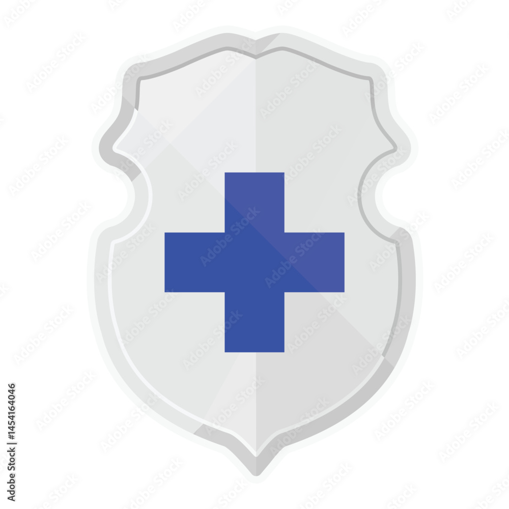 Obraz premium Steel shield with blue cross isolated on white background