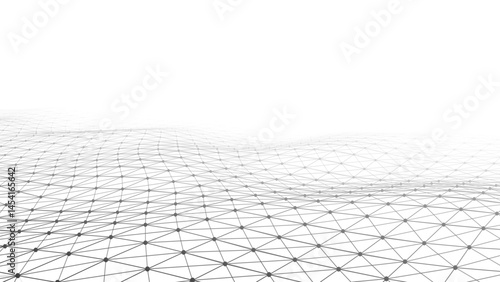 Abstract perspective background. 3D wireframe vector mesh on white background.