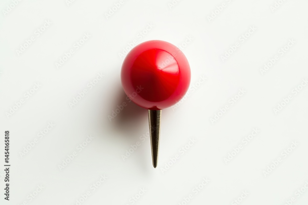 Red Sphere Pushpin on White Background Red Sphere Pushpin on White Background