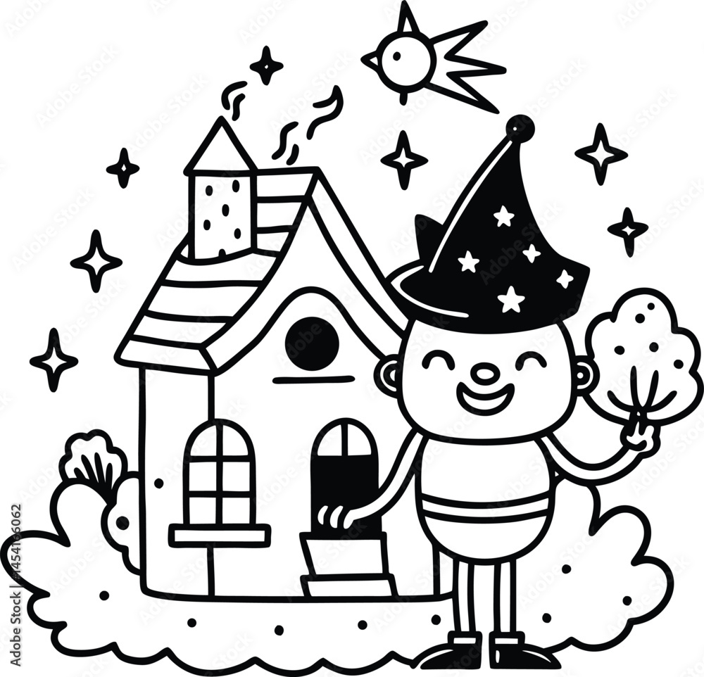 Fototapeta premium cartoon house with tree