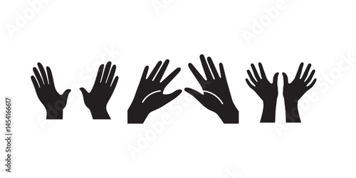 hands vector icons set isolated on white background.