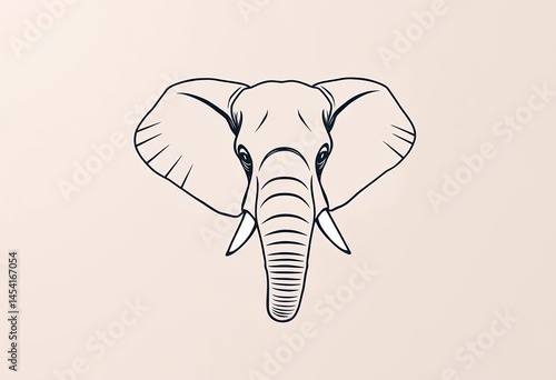 Elegant single-line elephant portrait, minimalist modern design, perfect for framed canvas prints,  canvas,  modern