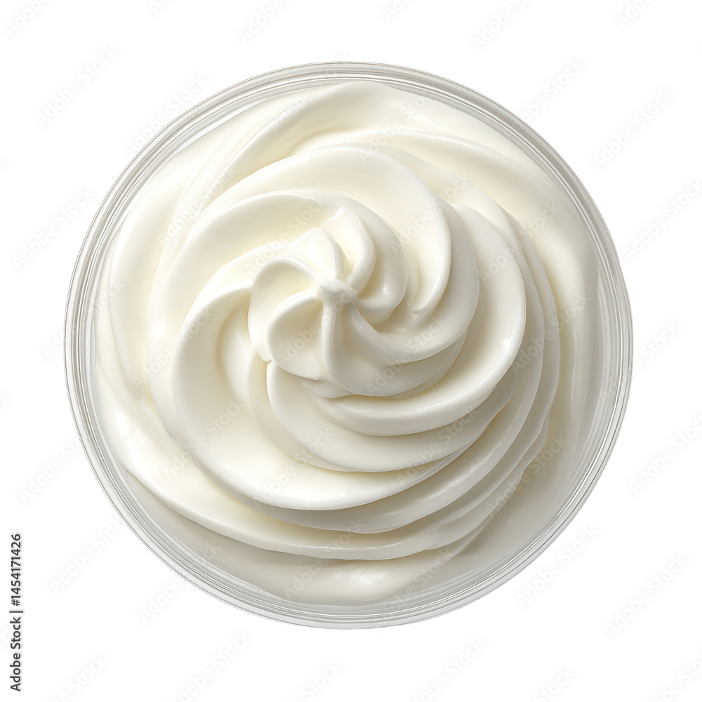 A Top-Down View of Delightful, Creamy Whipped Cream in a Clear Container A Top-Down View of Delightful, Creamy Whipped Cream in a Clear Container