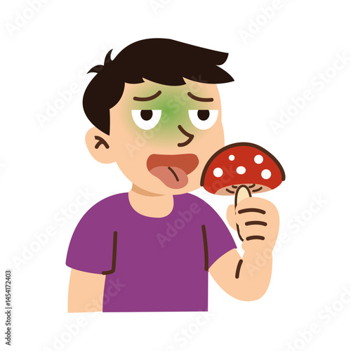poisonous mushroom symptom. human eat poisonous mushroom.
