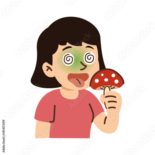 poisonous mushroom symptom. human eat poisonous mushroom.