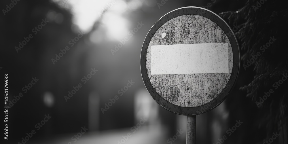 A circular street sign with a diagonal line through it indicating a restricted or prohibited area.