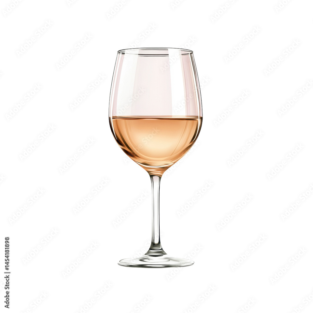 Glass of Ros� Wine on White Background Glass of Ros� Wine on White Background