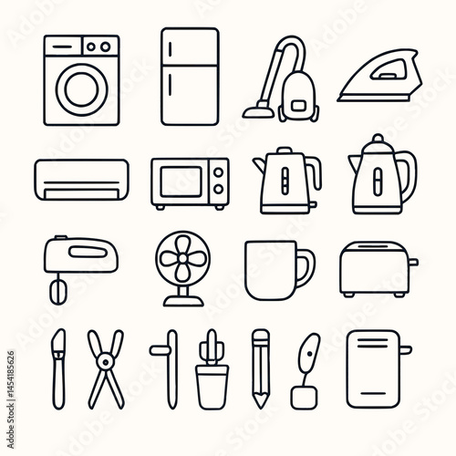 Minimal Home Appliances Icons