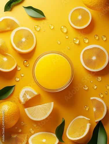 Obraz na płótnie A vibrant glass of lemonade surrounded by fresh oranges, symbolizing refreshing summer flavors. w salonie