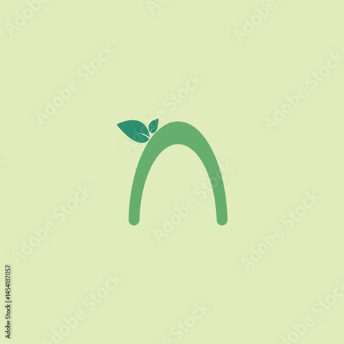 Green N Letter Logo with Leaf Accent