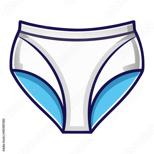 white underwear briefs with blue side panels no background vector file.