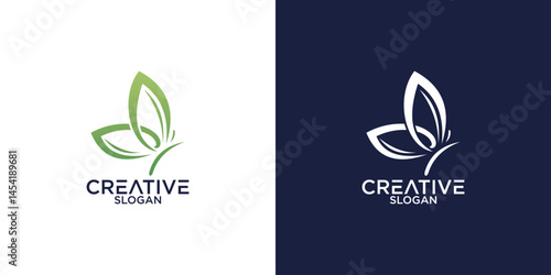 butterfly leaf logo vector design