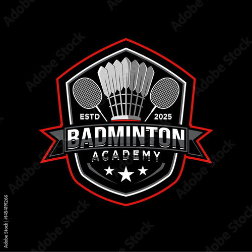 Badminton academy logo badge template. Badminton badge logo in modern style