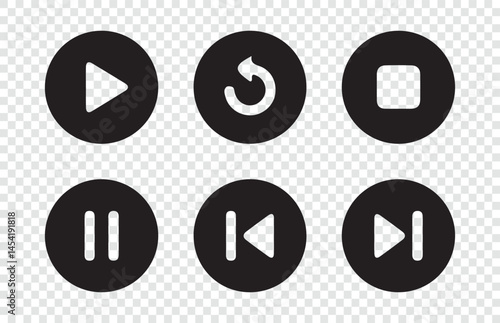 Audio, volume, interface, design media player buttons. Play, pause, stop, record, forward, rewind. Media player icons vector illustration eps 10