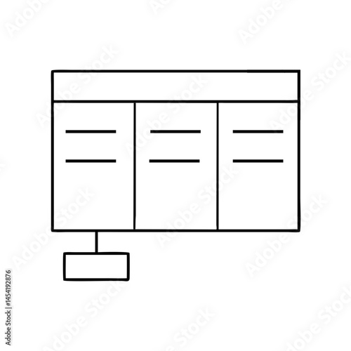Kanban board icon in thin line style for task management and workflow planning