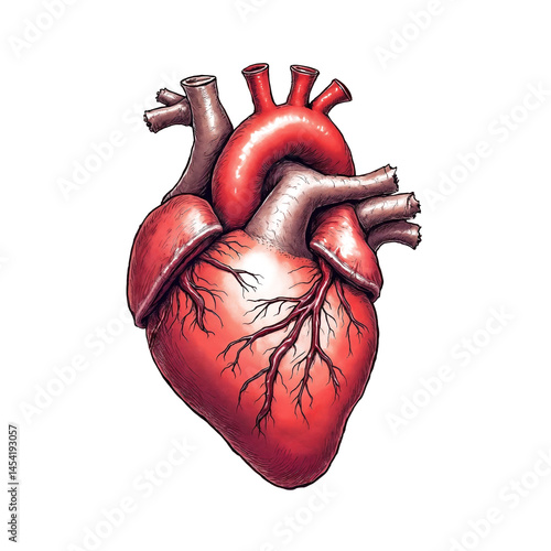 Wallpaper Mural Colorful illustration of human heart in sketch style on white background Torontodigital.ca