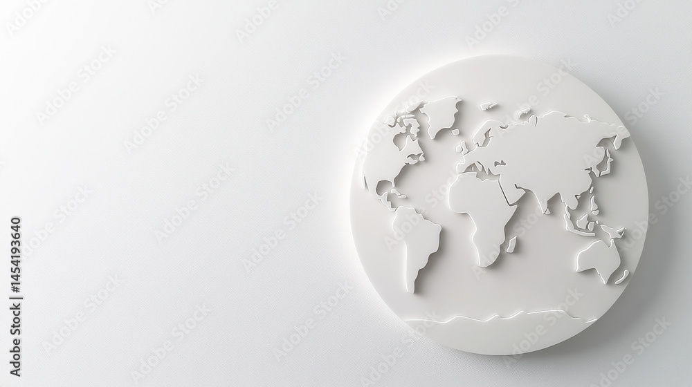 Obraz premium Minimalist white map design ideal for modern decor and creative projects.