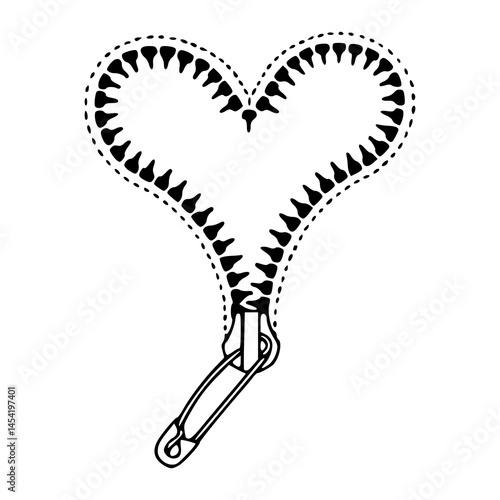 emotional exposure : heart with zipper and pin vector