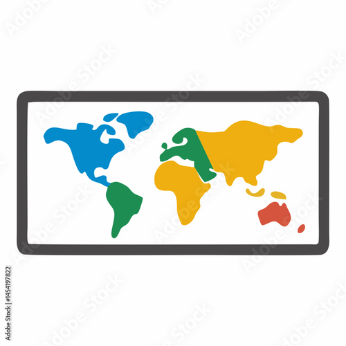 Simple world map icon, geography representation