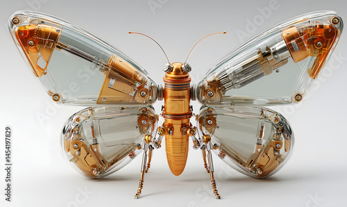 Mechanical butterflies, the combination and crystallization of nature and industry. Concept map, abstract, science fiction, business, advertisement, poster, wallpaper, background, model, 3d